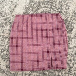 Pink Plaid Mini Skirt